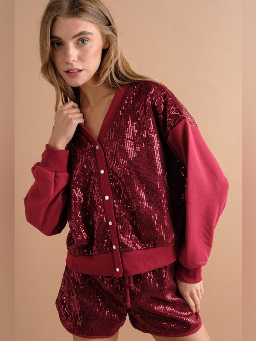 Red game day fringe sequin tassel boho shorts western cowgirl jacket coat set